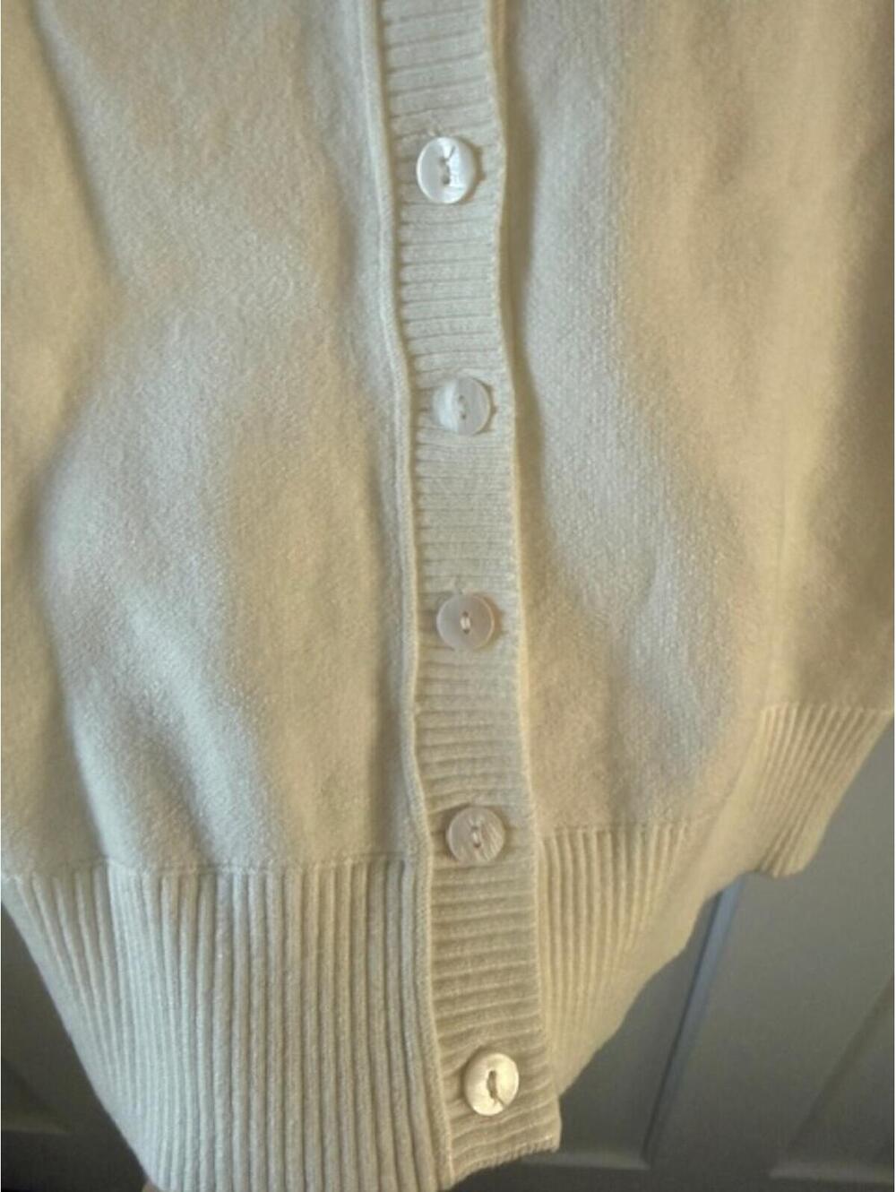 NWT 41 Hawthorne button down cream cardigan with puff short sleeves size XS